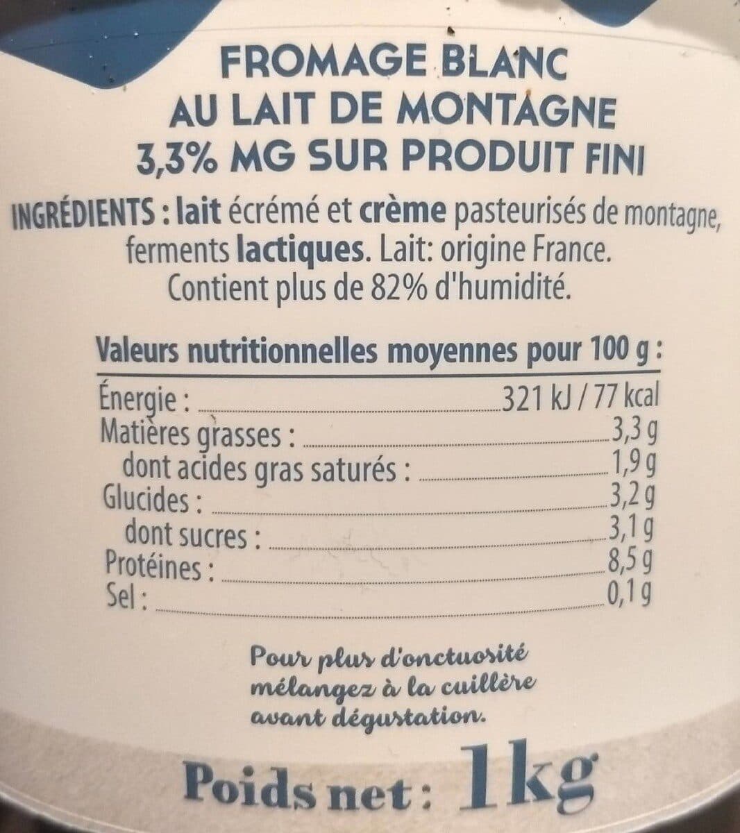 Le Clos des Vaches Fromage blanc 3.3% packshot