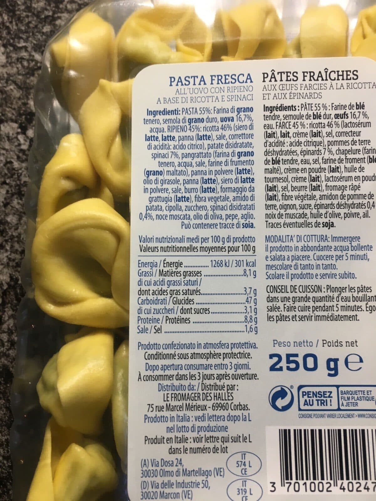 Dorolina Tortelloni ricotta epinards packshot