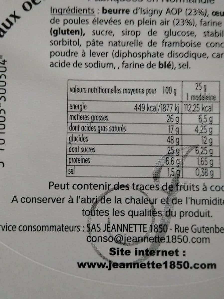 Biscuiterie Jeannette Madeleine packshot