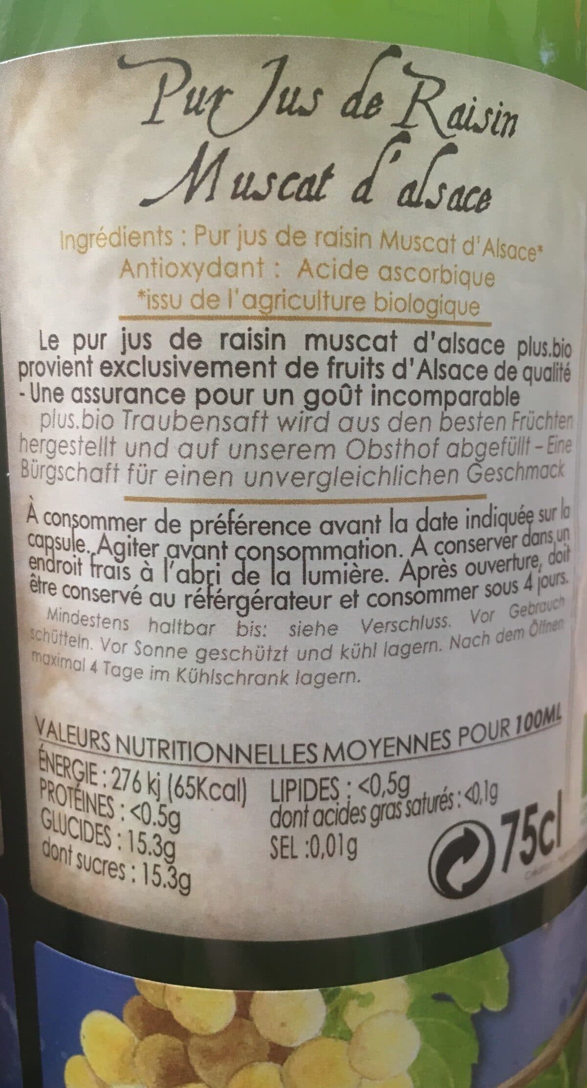 Open Food Facts Pur jus de raisin muscat d'alsace packshot
