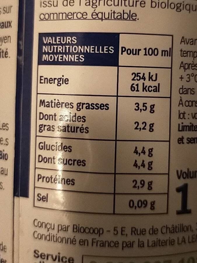 Biocoop Lait entier de chèvre packshot
