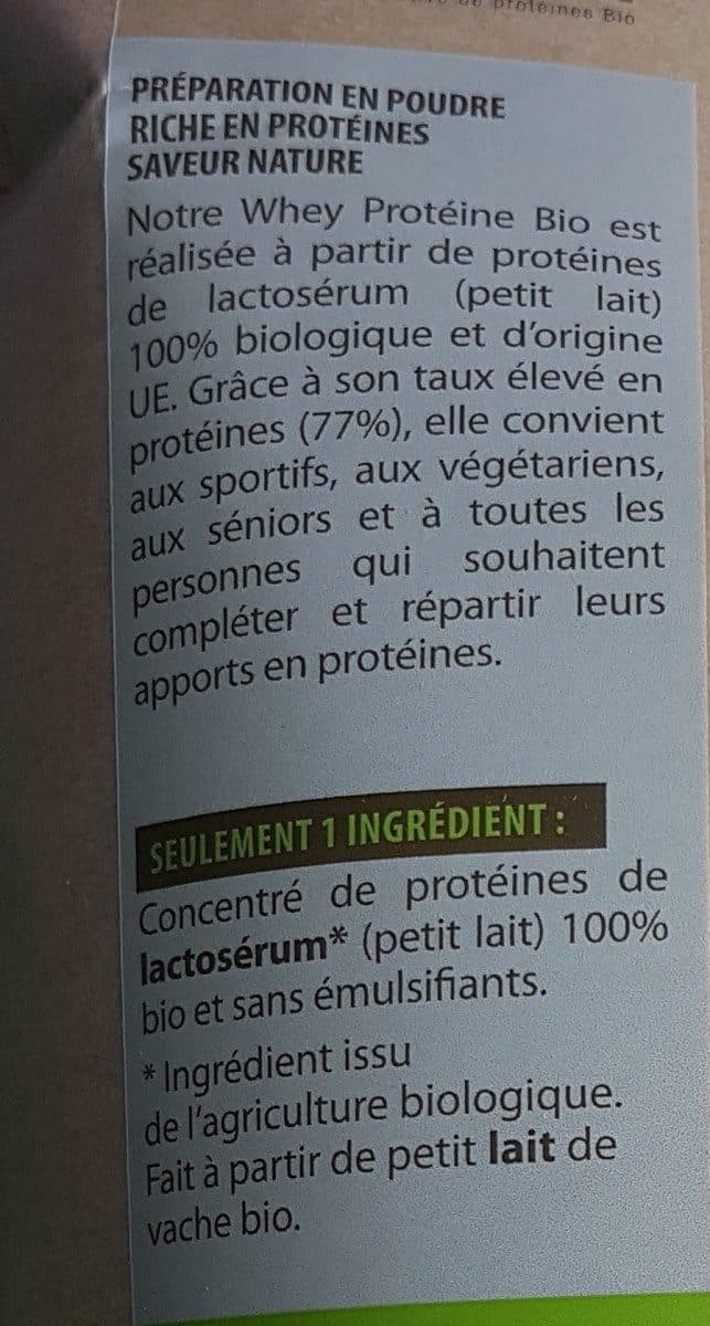 Alter Nutrition Whey proteine bio saveur nature packshot