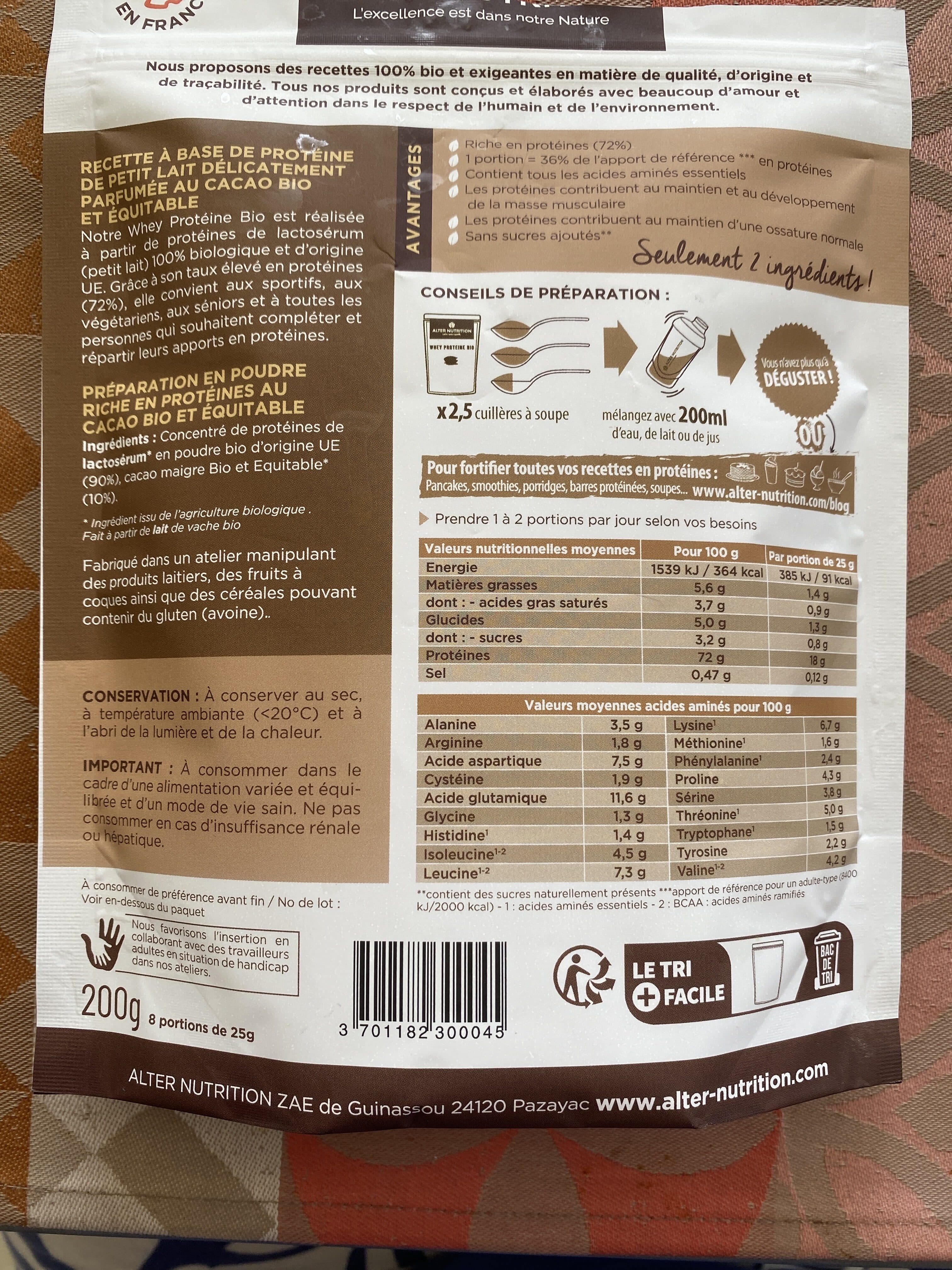 Alter Nutrition Whey proteine - cacao packshot