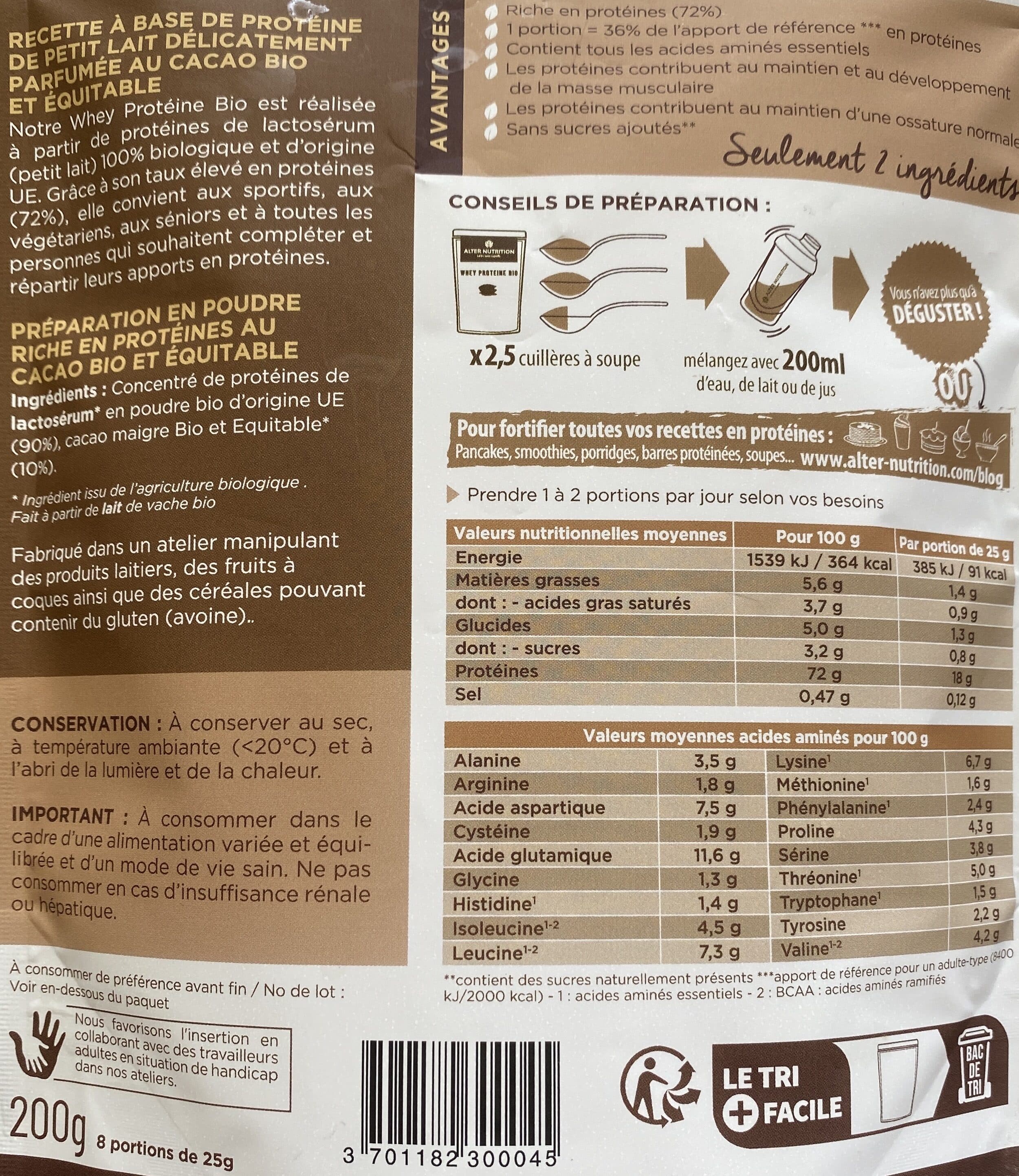 Alter Nutrition Whey proteine - cacao packshot