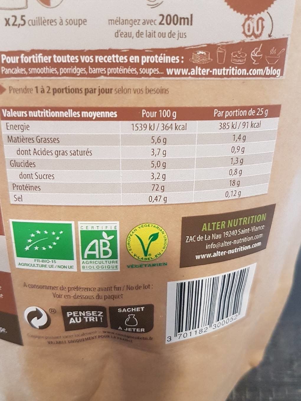 Alter Nutrition Whey Protéine Bio packshot