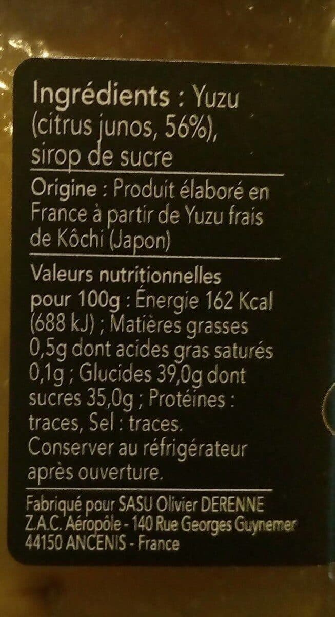 Open Food Facts Purée artisanale de yuzu packshot