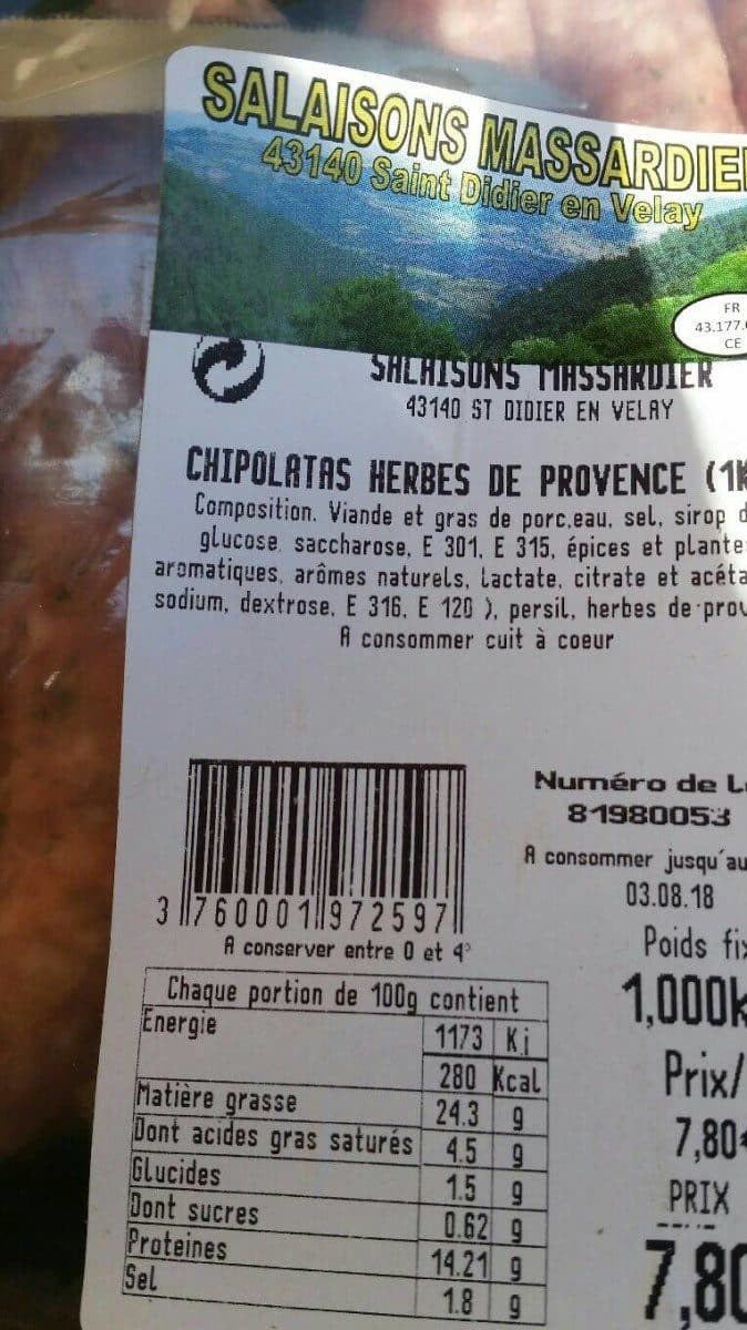 Open Food Facts Chipolatas herbes de provence packshot