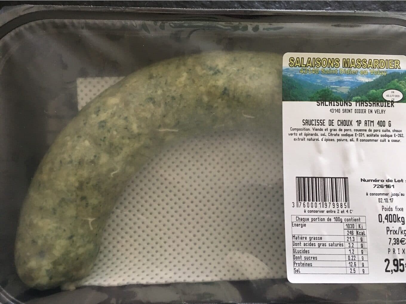 Salaisons Massardier Saucisse de choux packshot