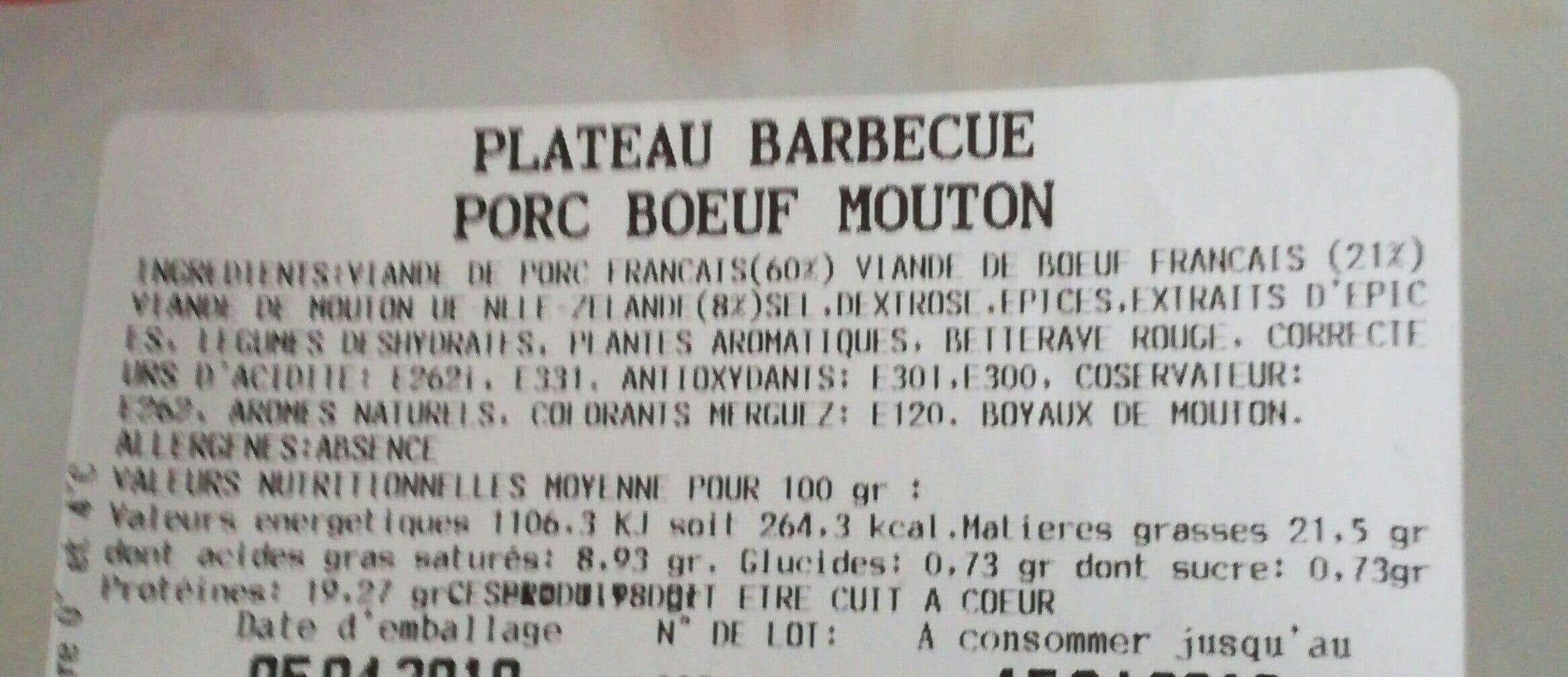 Open Food Facts Plateau barbecue porc bœuf et mouton packshot