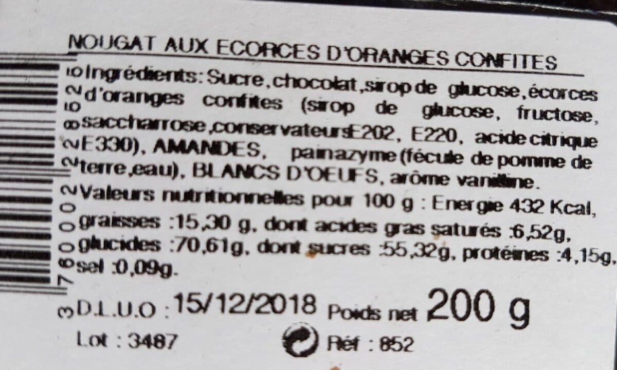 Open Food Facts Pâte de nougat aux écorces d'orange confites packshot