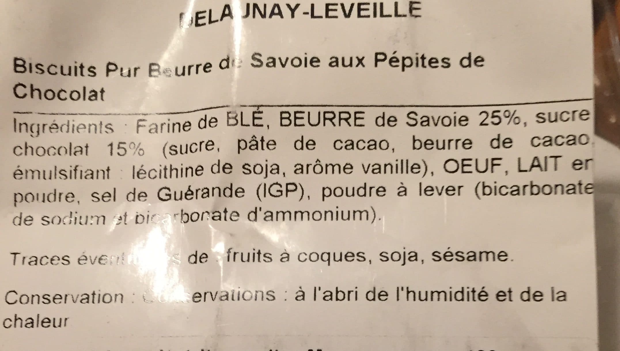 Delaunay Leveillé Biscuits pepites de chocolat packshot