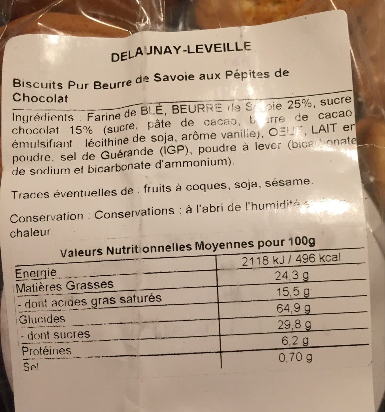 Delaunay Leveillé Biscuits pepites de chocolat packshot