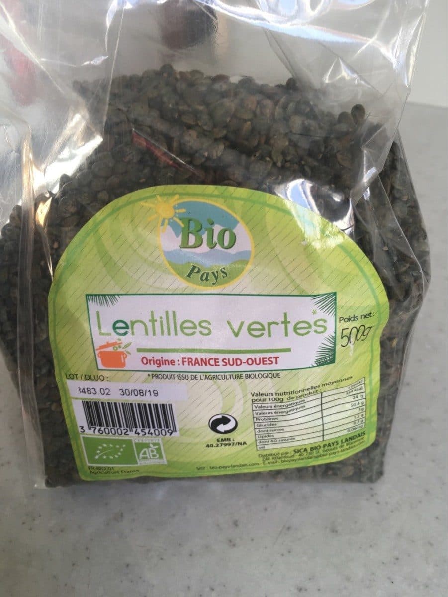 SICA BIO PAYS LANDAIS Lentilles Vertes Filet packshot