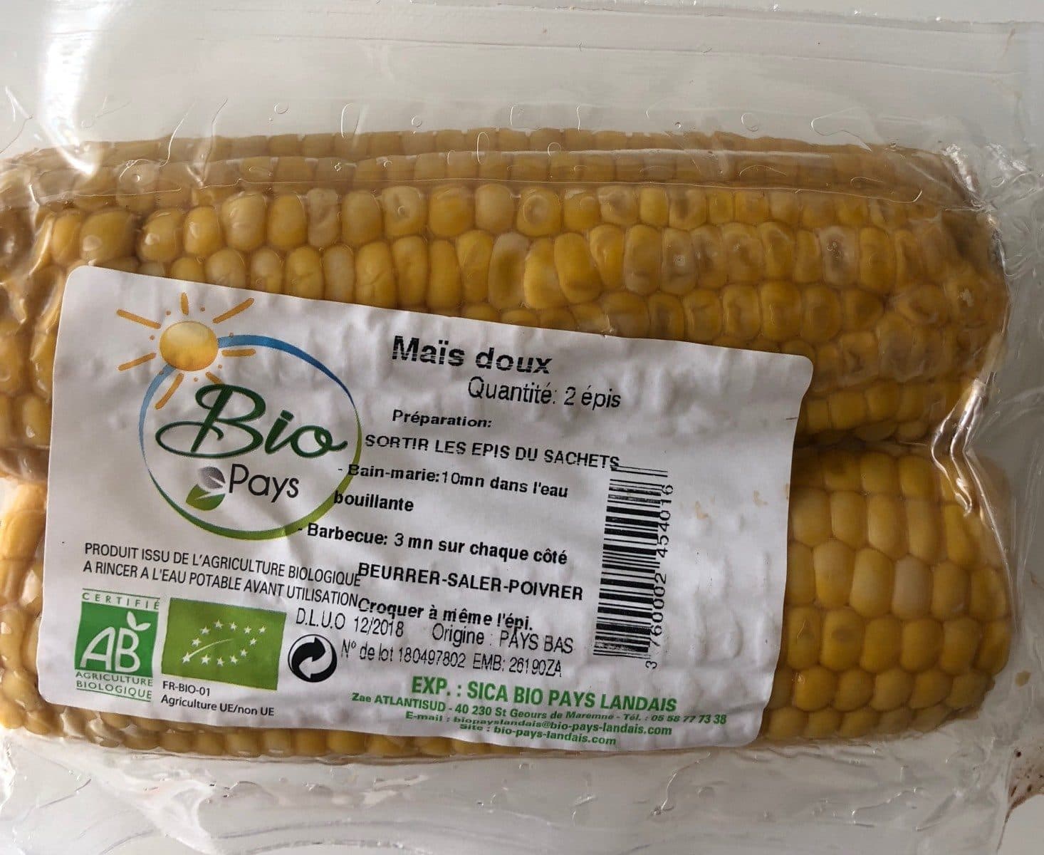 Bio Pays Mais doux packshot