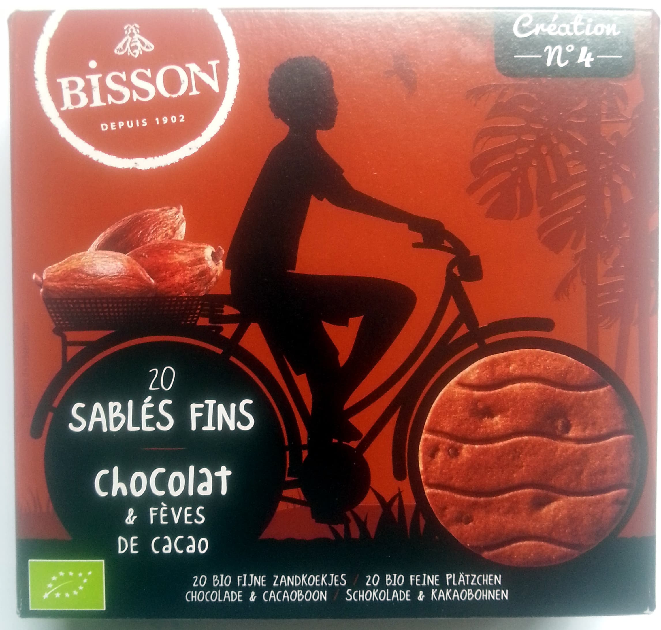 Bisson 20 sablés fins chocolat et fèves de cacao packshot