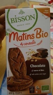 Bisson Matins bio 4 céréales chocolat packshot