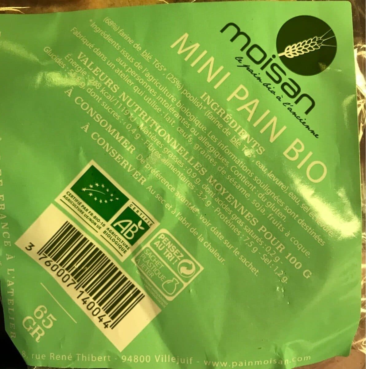 Open Food Facts Mini pain bio packshot