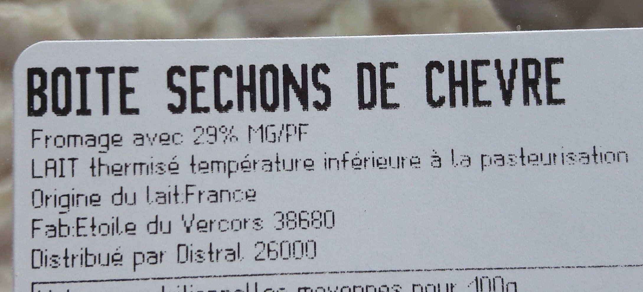 Open Food Facts Sechons de chevre au lait de chèvre 29%MG, 9 pieces packshot