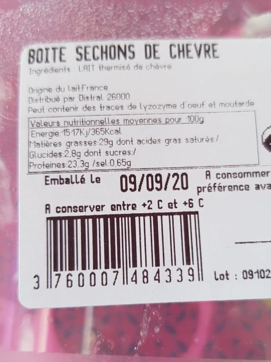 Open Food Facts Sechons de chevre au lait de chèvre 29%MG, 9 pieces packshot