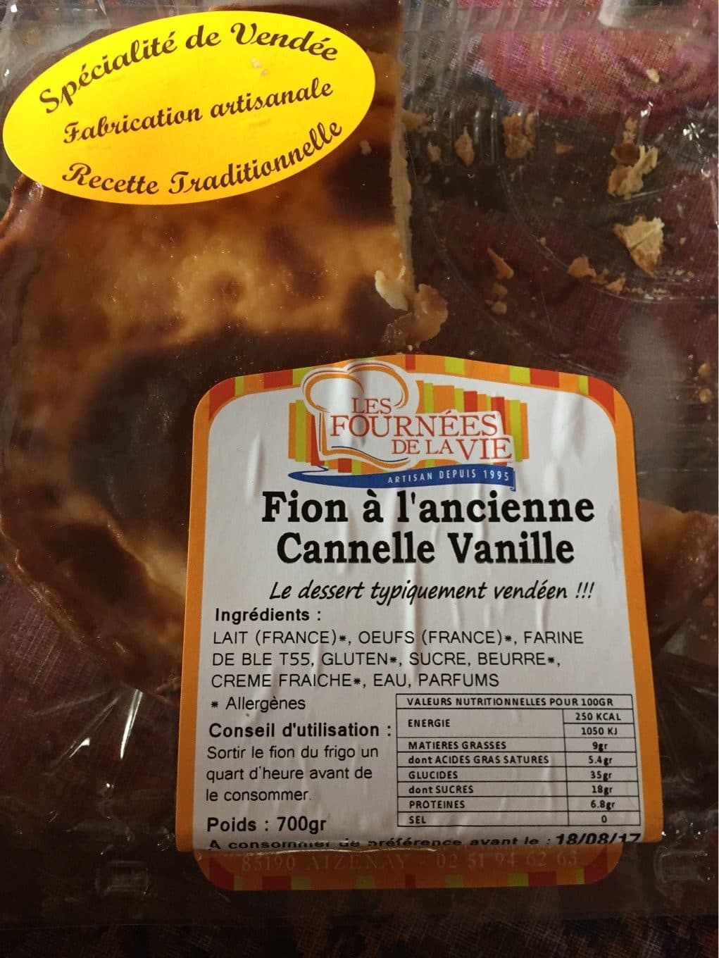 Les Fournees de La Vie Fion à l'ancienne cannelle vanille packshot