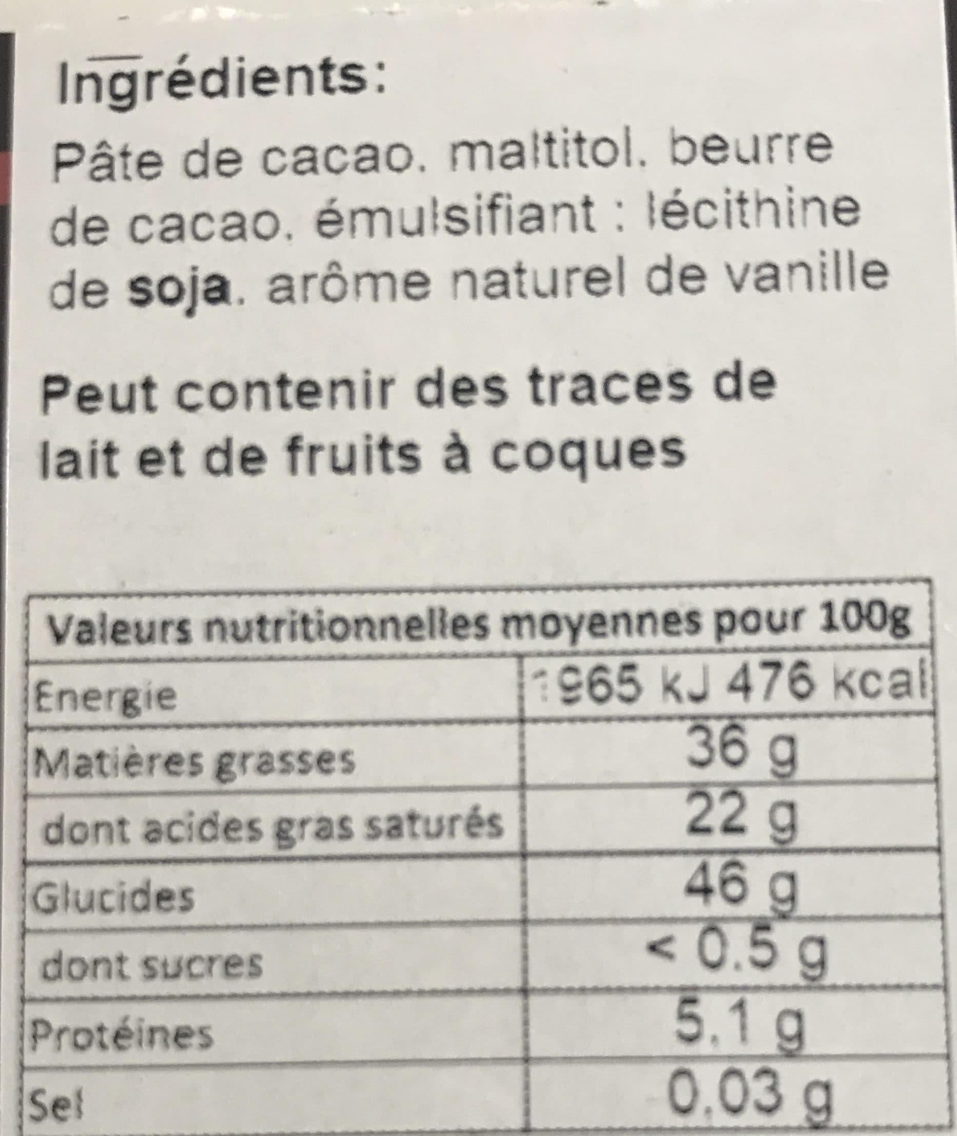 Ile de Ré Chocolats Noir sans sucre 55% packshot