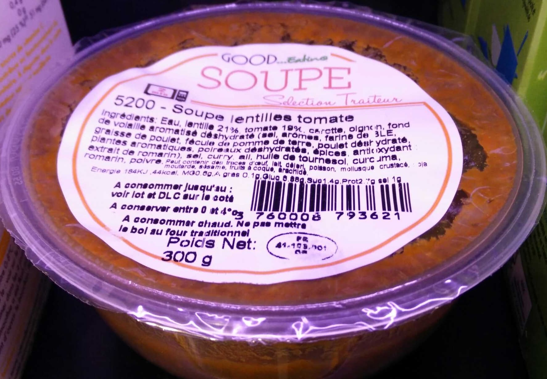 Good Eating Soupe lentilles tomates packshot