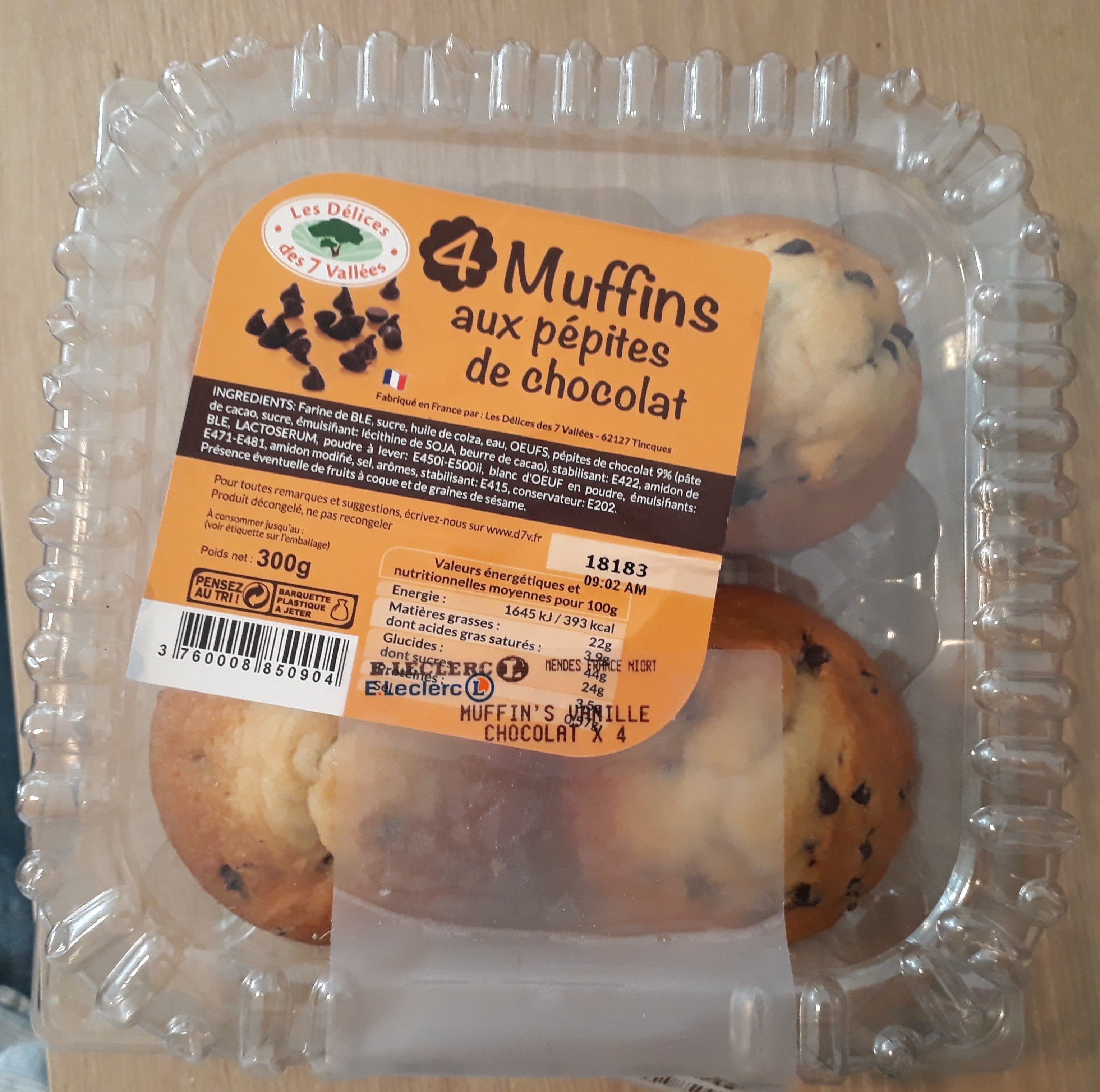 Les Délices des 7 Vallées Muffins aux pepites de chocolat packshot