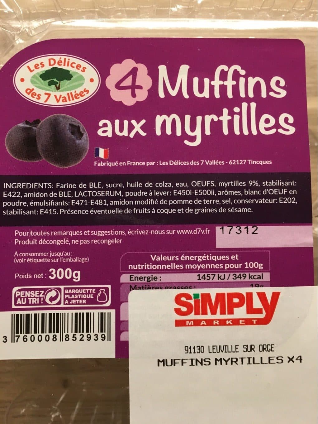 Les Delices Des 7 Vallees Muffins aux myrtilles packshot