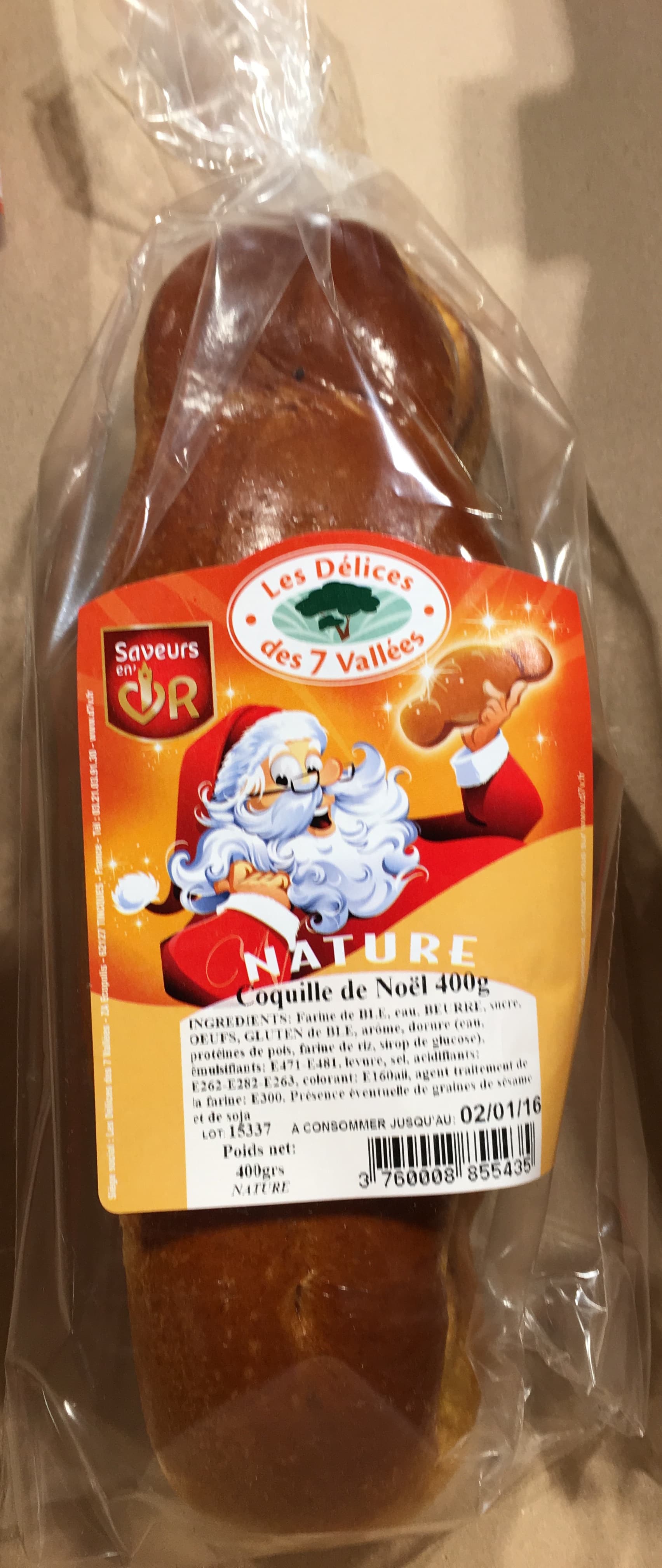 Les Délices des 7 Vallées Coquille de Noël Nature packshot