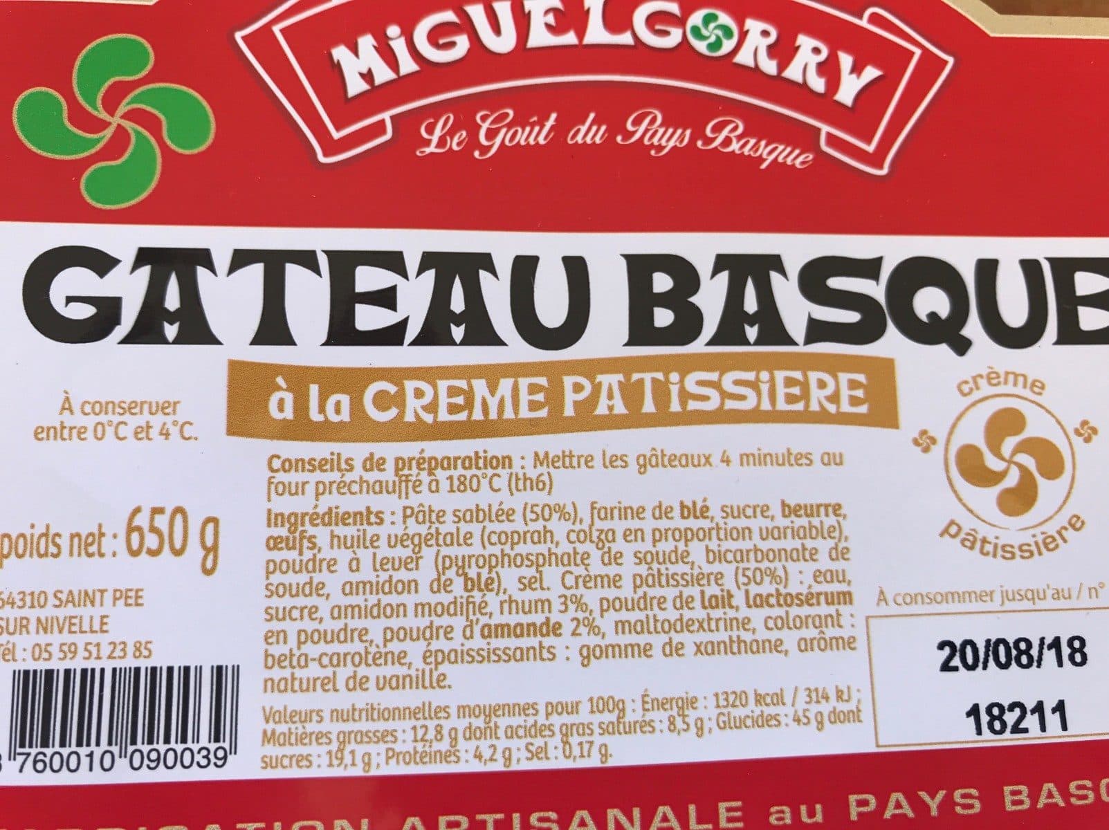 MIGUELGORRY Gâteau Basque a la Crème Pâtissière packshot