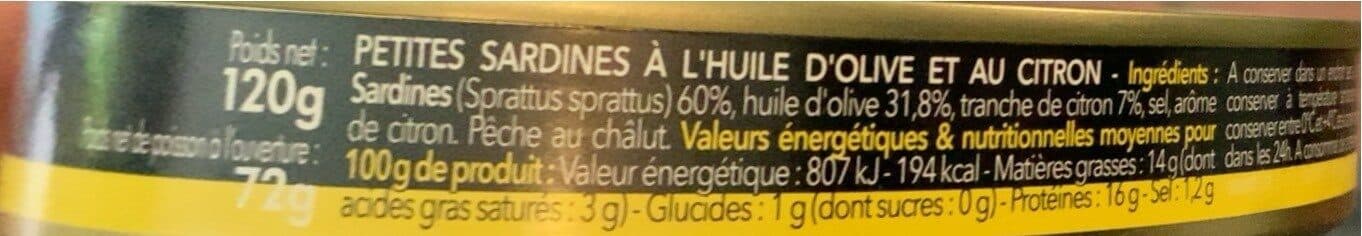 Les Gourmets Les Petites Sardines huile d'olive & citron packshot