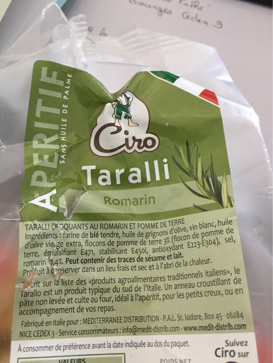 Open Food Facts Taralli croquants au romarin et pomme de terre packshot