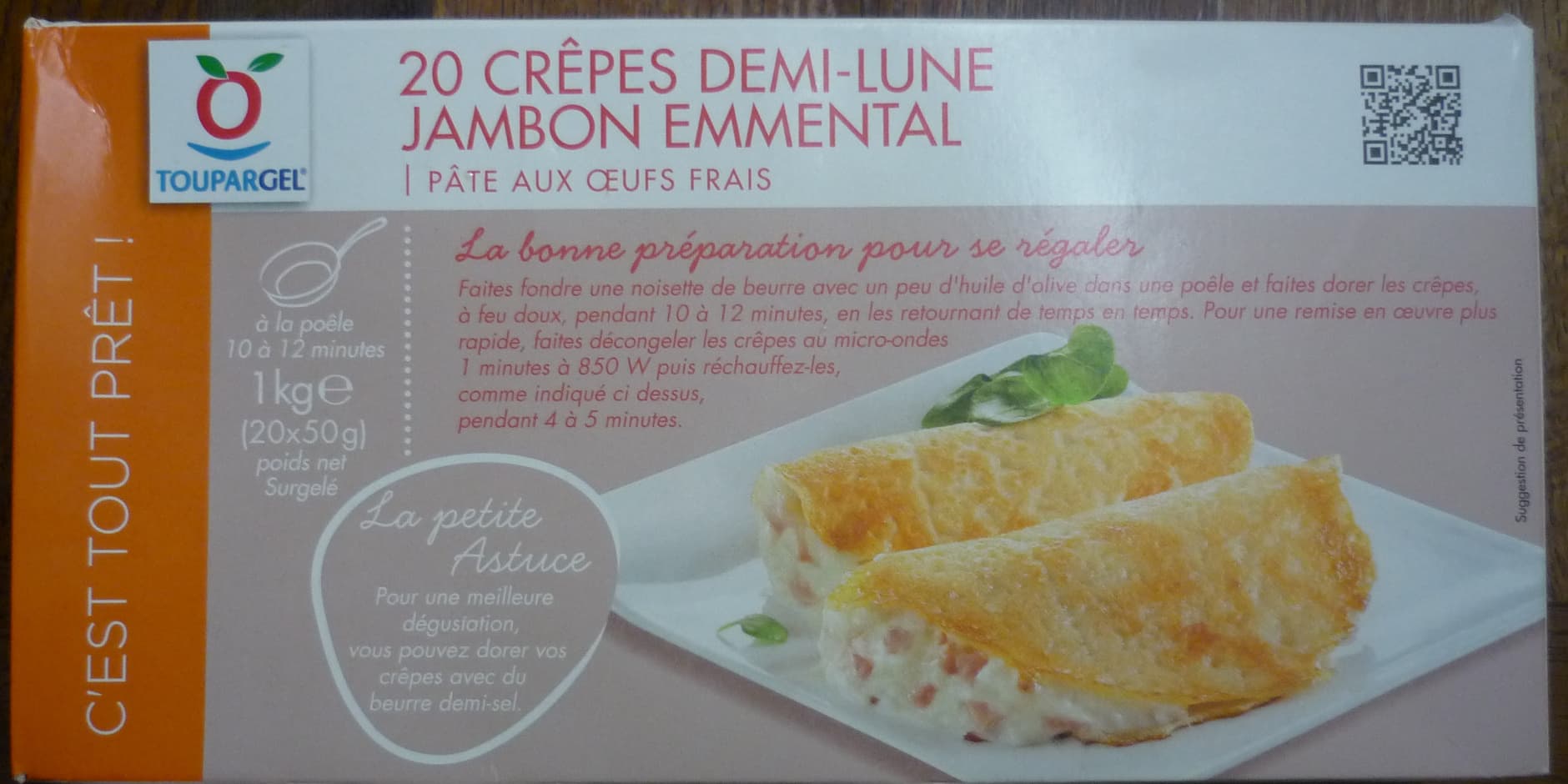Toupargel 20 crêpes demi-lune jambon emmental packshot