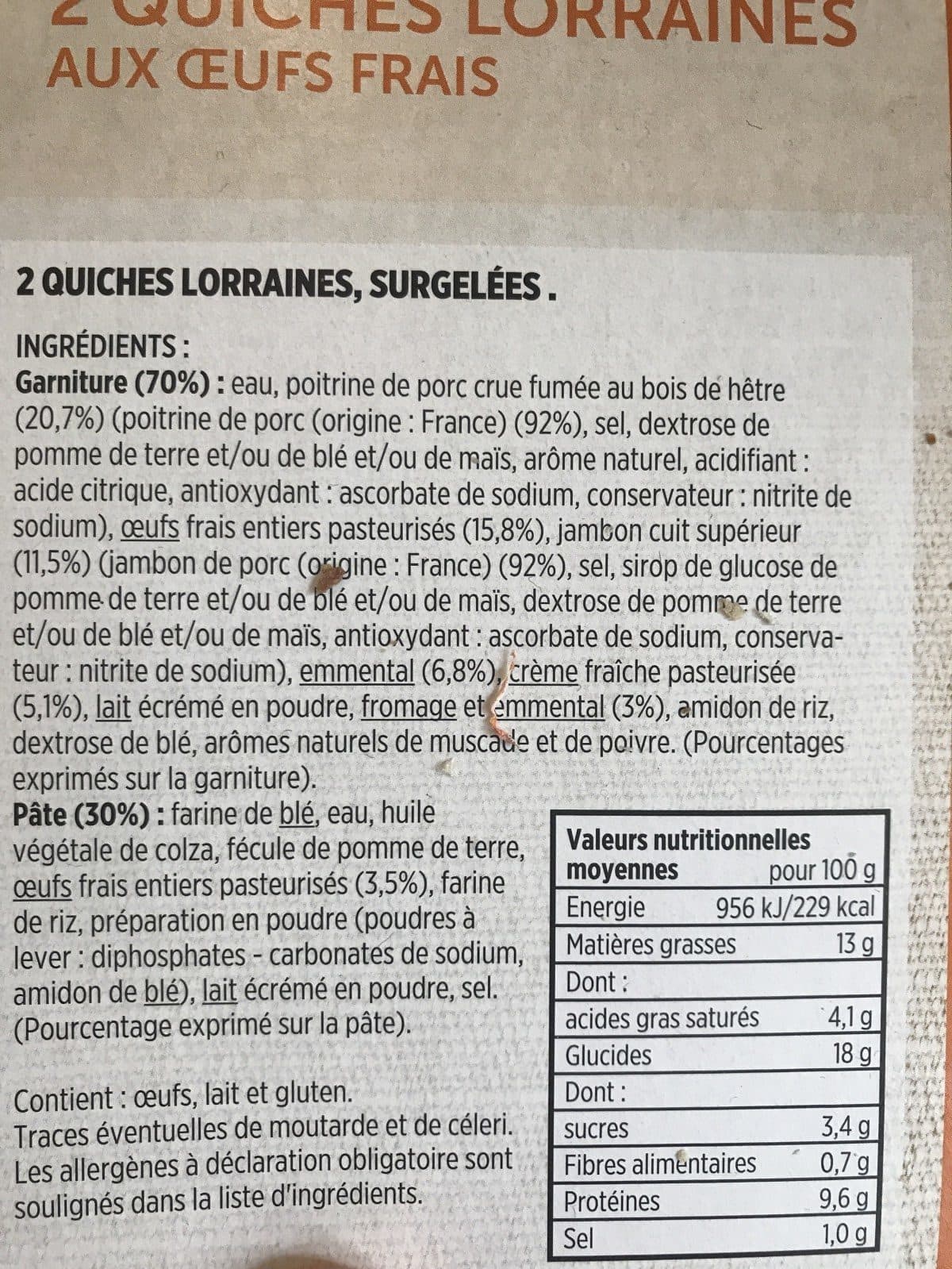 Toupargel 2 Quiches lorraines aux oeufs frais packshot