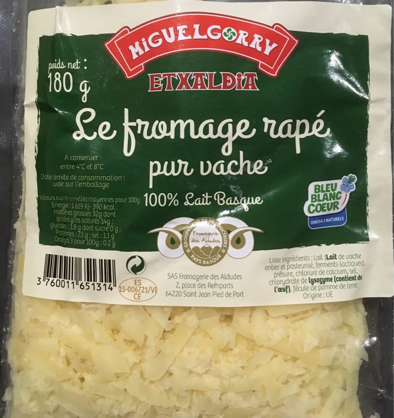 Miguelgorry Etxaldia - Le fromage râpé pur vache packshot