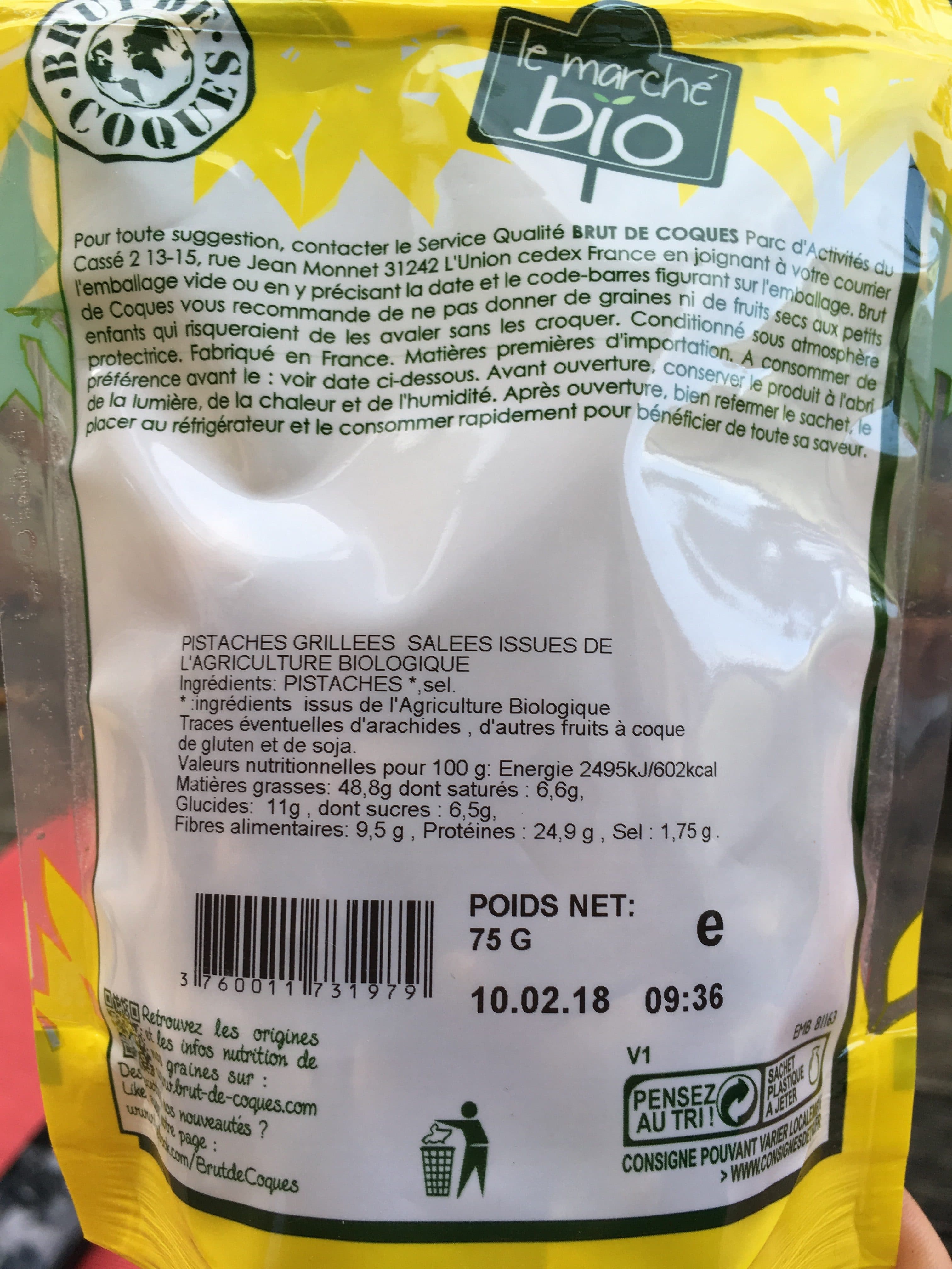Le Marché Bio Pistaches grillees et salees packshot