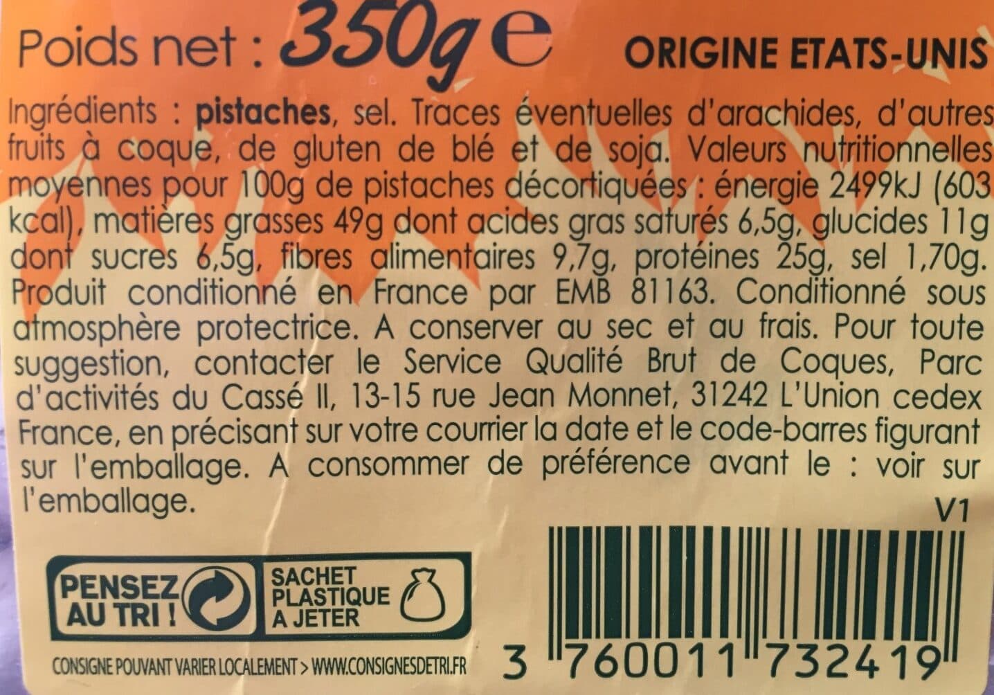 Brut de coques Pistaches grillées et salées packshot