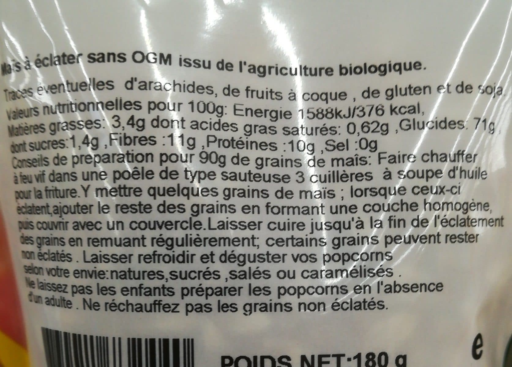 Brut de coques Pop corn maïs français à éclater packshot
