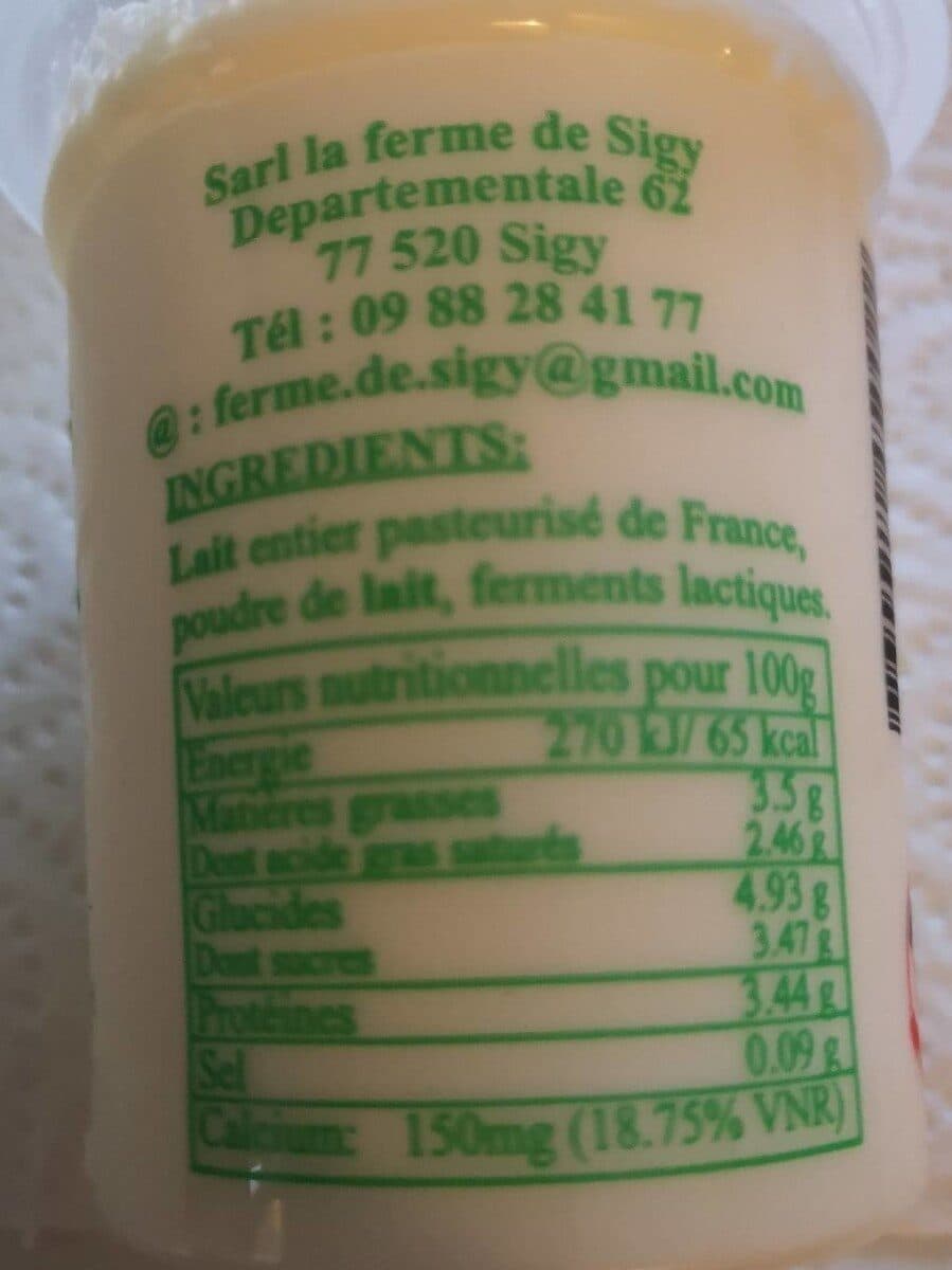 Les Yaourts de Sigy Yaourt Nature packshot