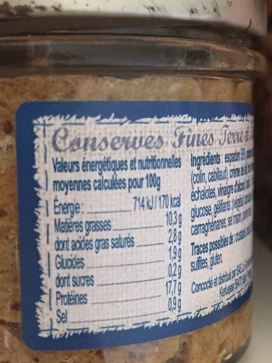 Open Food Facts Rillettes d'espadon au basilic packshot