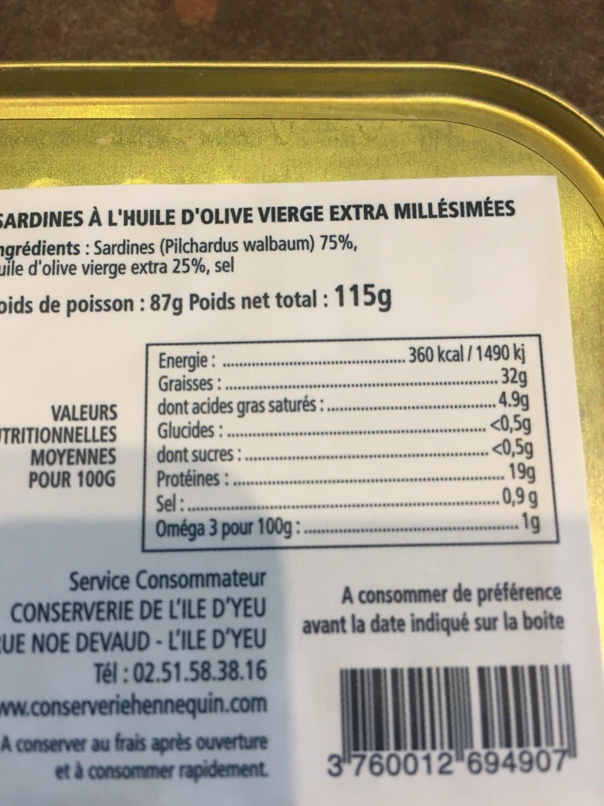 Conserverie de l'île d'Yeu Sardines huile d'olive vierge extra packshot