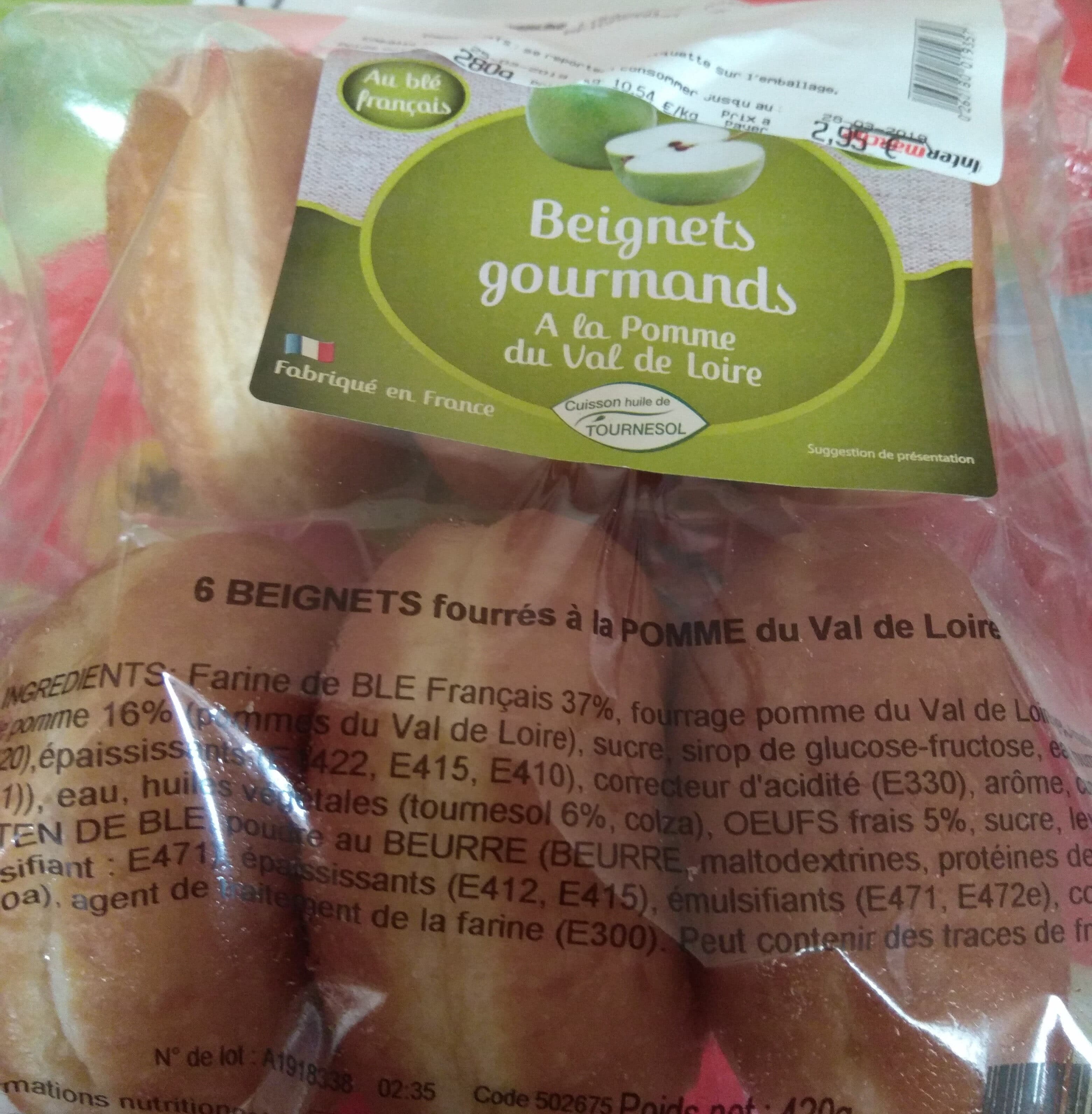 Open Food Facts Cuit sur place Beignet fourré à la pomme le lot de 6 pièces packshot