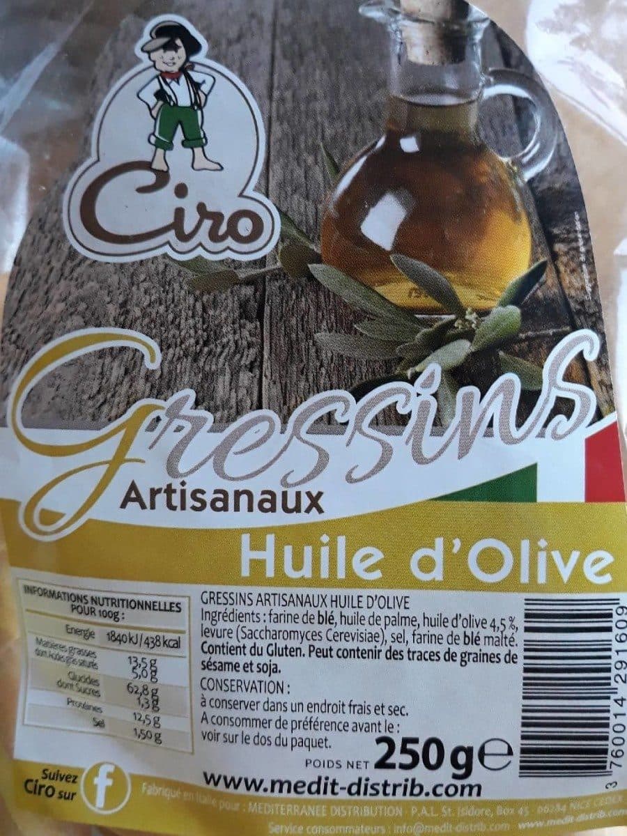 Ciro Gressins artisanaux huile d'olive packshot