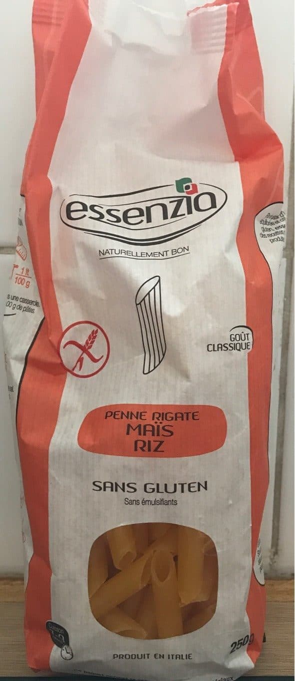 Essenzia Penne rigate mais riz packshot