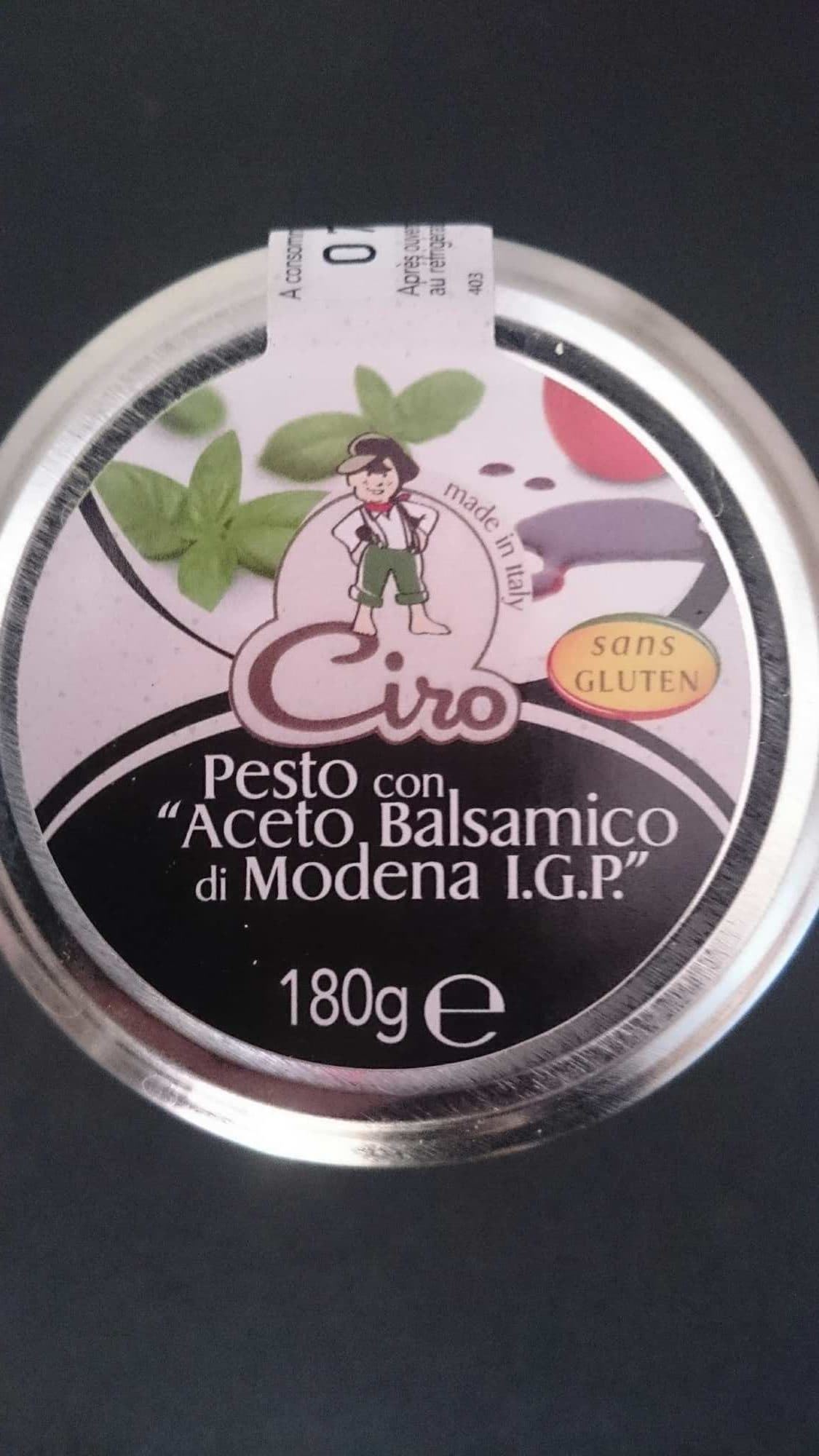 Ciro Sauce Pesto avec " Aceto Balsamico di Modena I.G.P." packshot