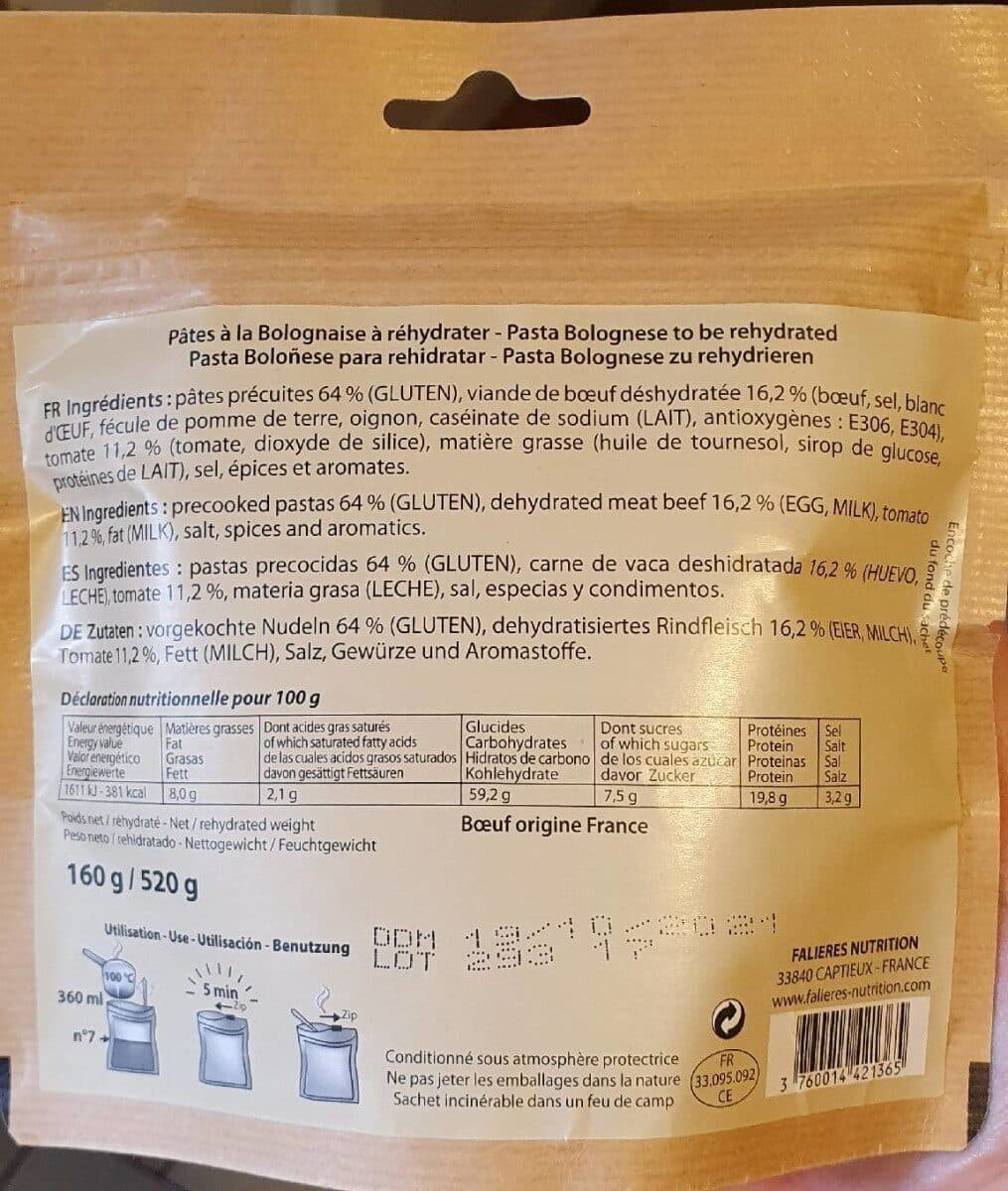 Falières Nutrition Pâte à la Bolognaise packshot