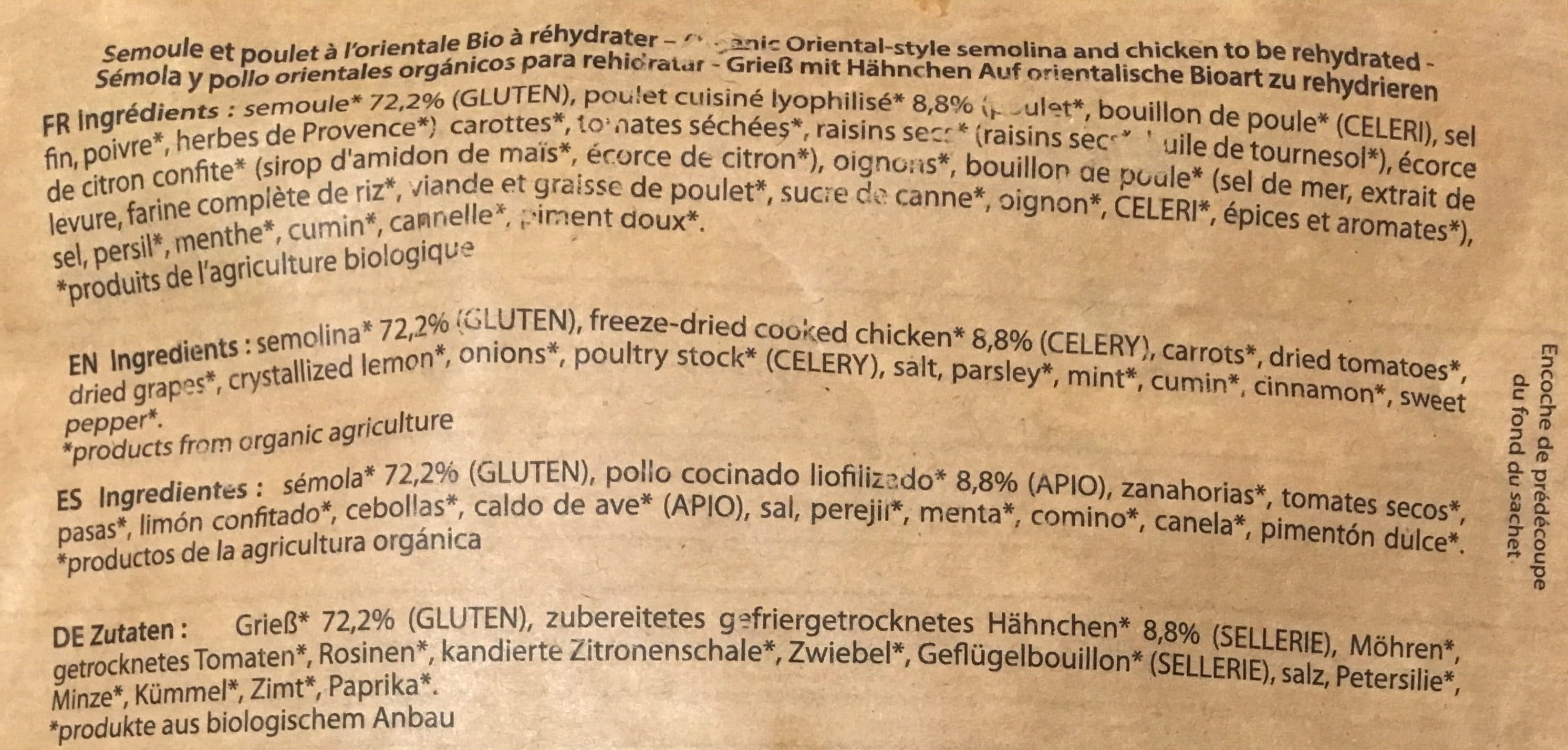 Voyager Semoule et poulet à l'orientale packshot