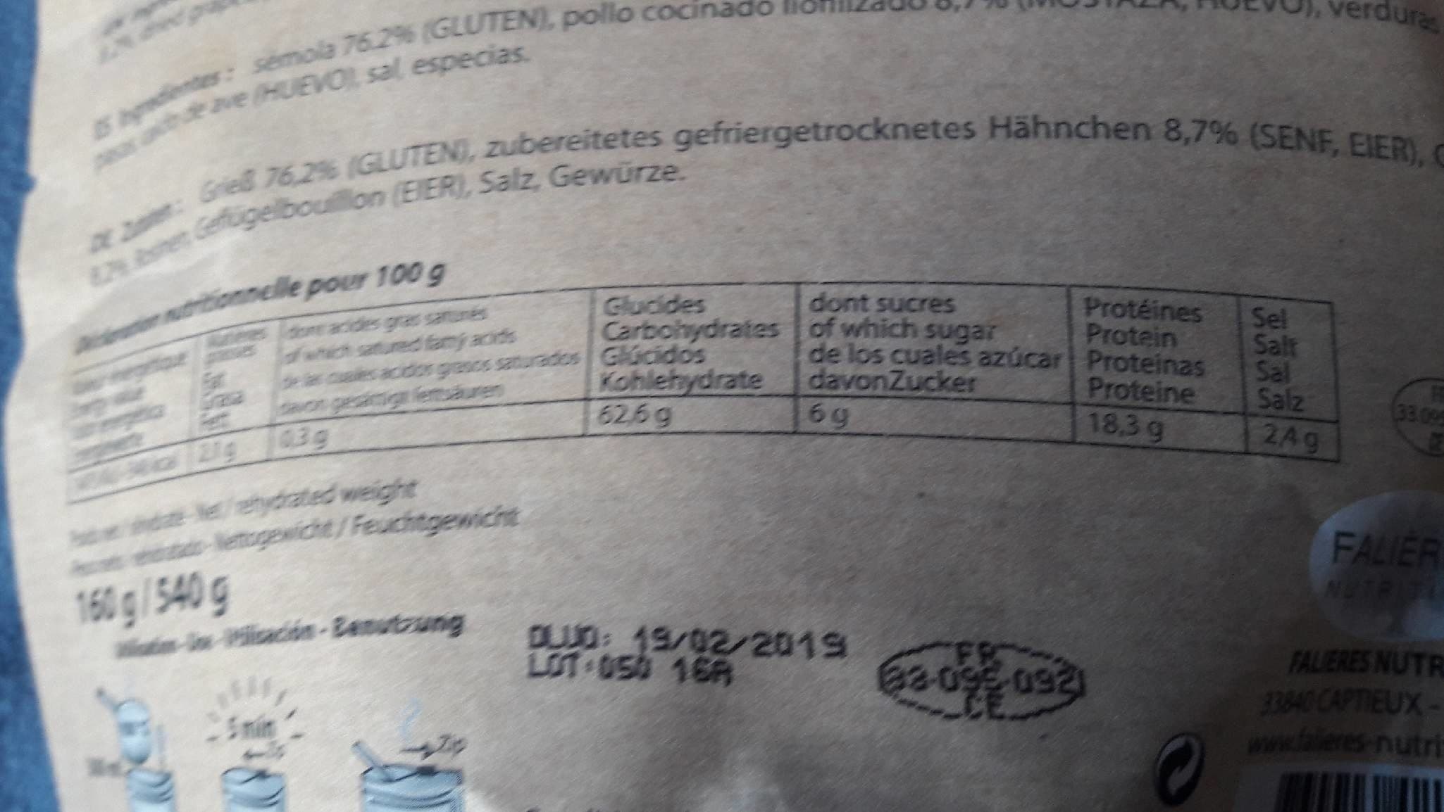 Falières Couscous de Poulet aux Légumes packshot