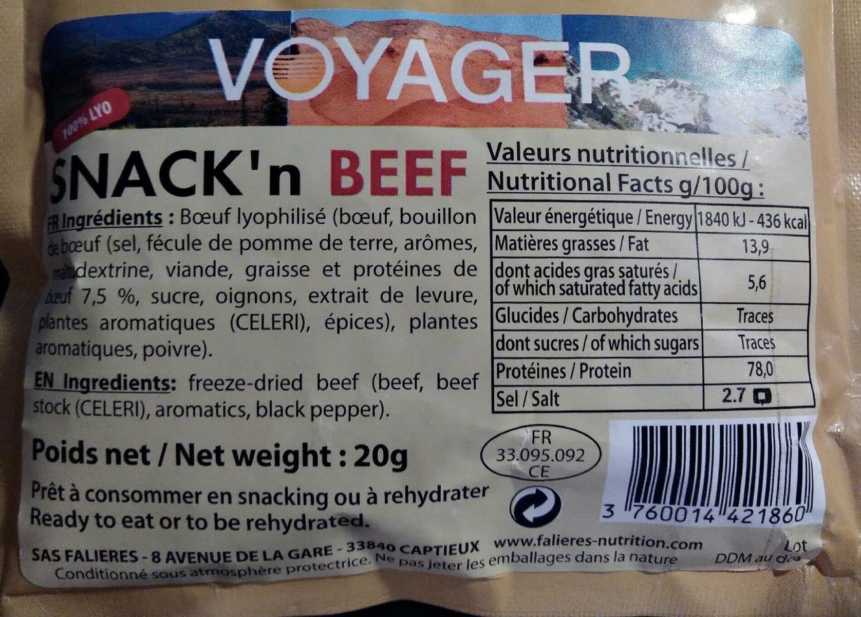 Voyager Snack'n Beef packshot