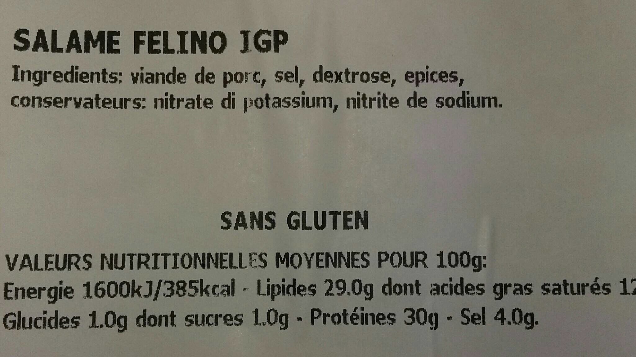 Open Food Facts Saucisson felino VIA LATINA packshot